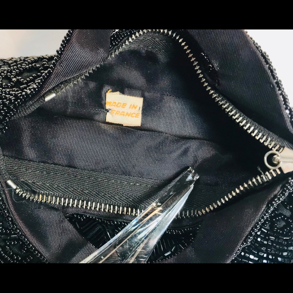 VINTAGE HAND BEADED SMALL PURSE MADE IN FRANCE - Picture 6 of 7